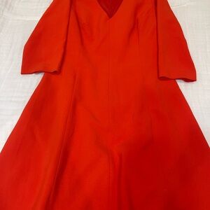 Trina Turk Red Fit & Flare Dress | V-Neck 3/4 Sleeve | Size 6